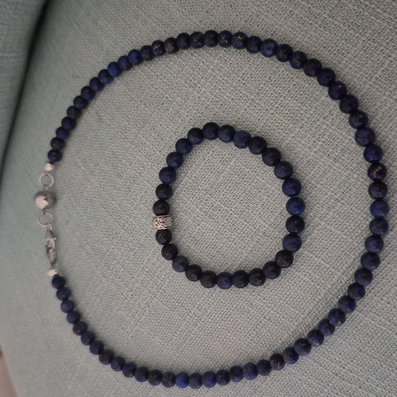 Natural Blue Lapis Choker & Matching Braclet.Certificate Of Authenticity Enclose - Picture 5 of 5